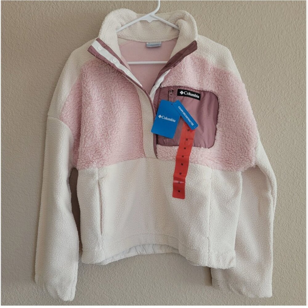 Columbia Lodge Sherpa Pullover in Chalk Dusty Pink - Picture 6 of 7